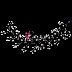 Accesoriu modern pentru decor par WED05FF Argintiu cu perle de 32cm + 2 Agrafe